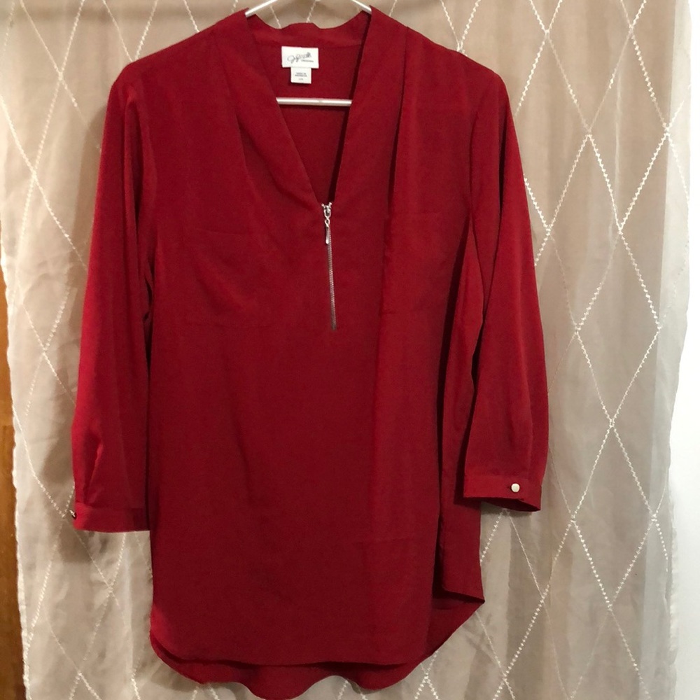 Great condition red blouse with zipper